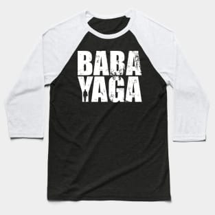 John Wick BABA YAGA White Distressed Text Typography Baseball T-Shirt